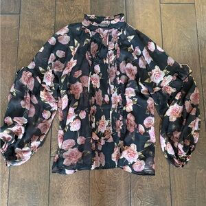 Dress Forum Floral Blouse - Black and Pink
